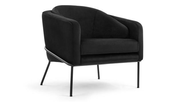 Aben - Aben Lounge Chair, Black Plush Velvet