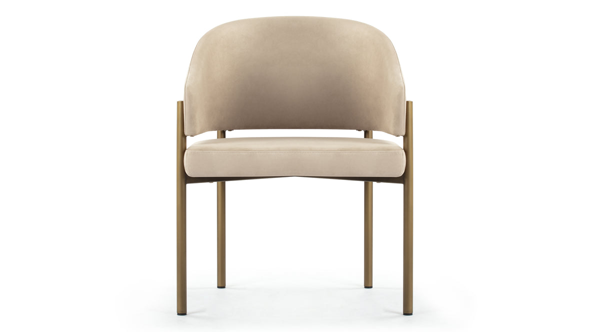 Esme - Esme Dining Chair, Latte Vegan Suede and Brushed Brass