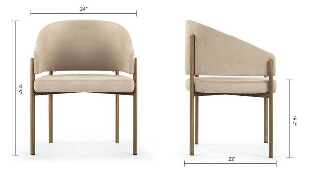 Esme - Esme Dining Chair, Latte Vegan Suede and Brushed Brass