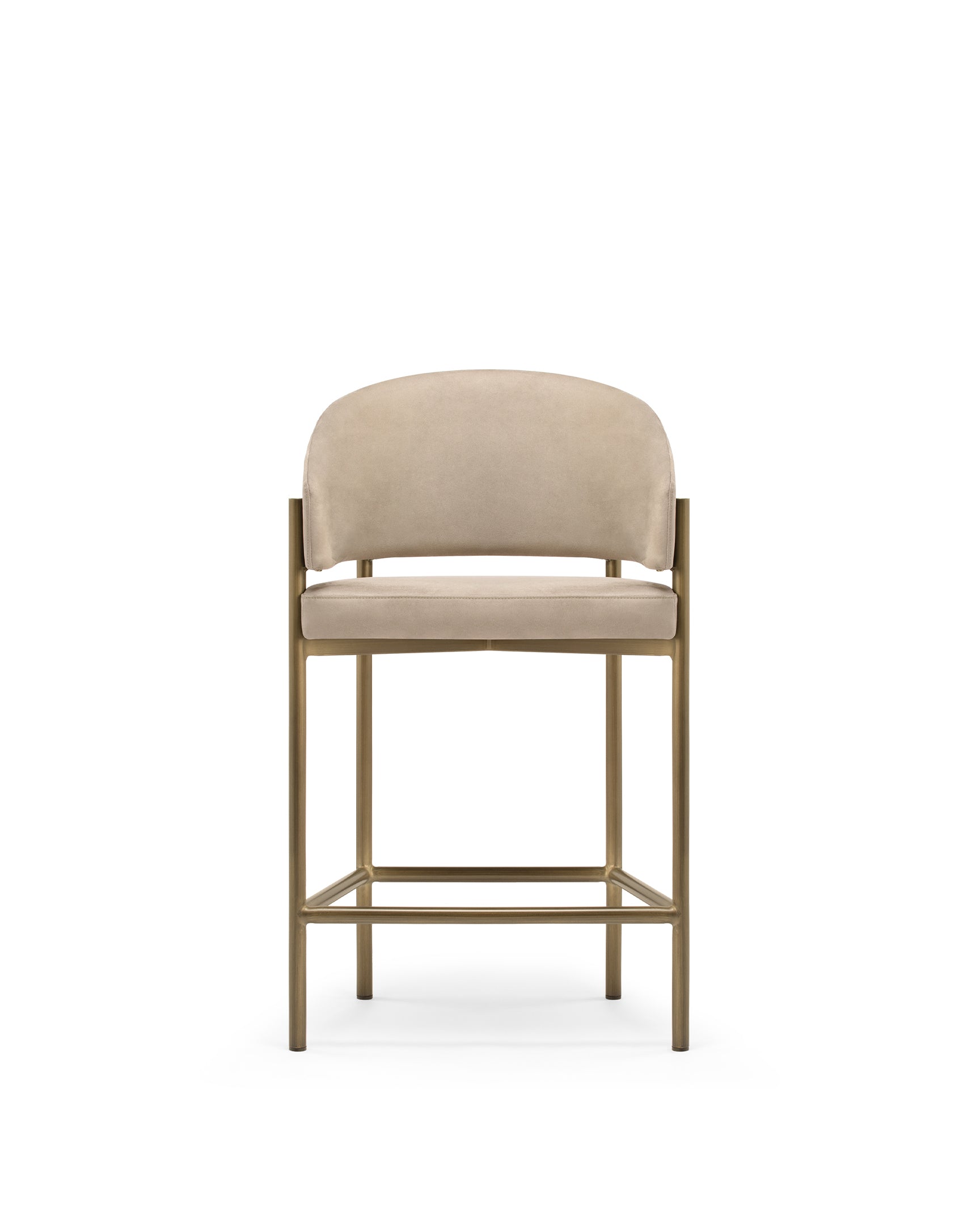 Esme Counter Stool, Latte Vegan Suede and Brushed Brass – Interior