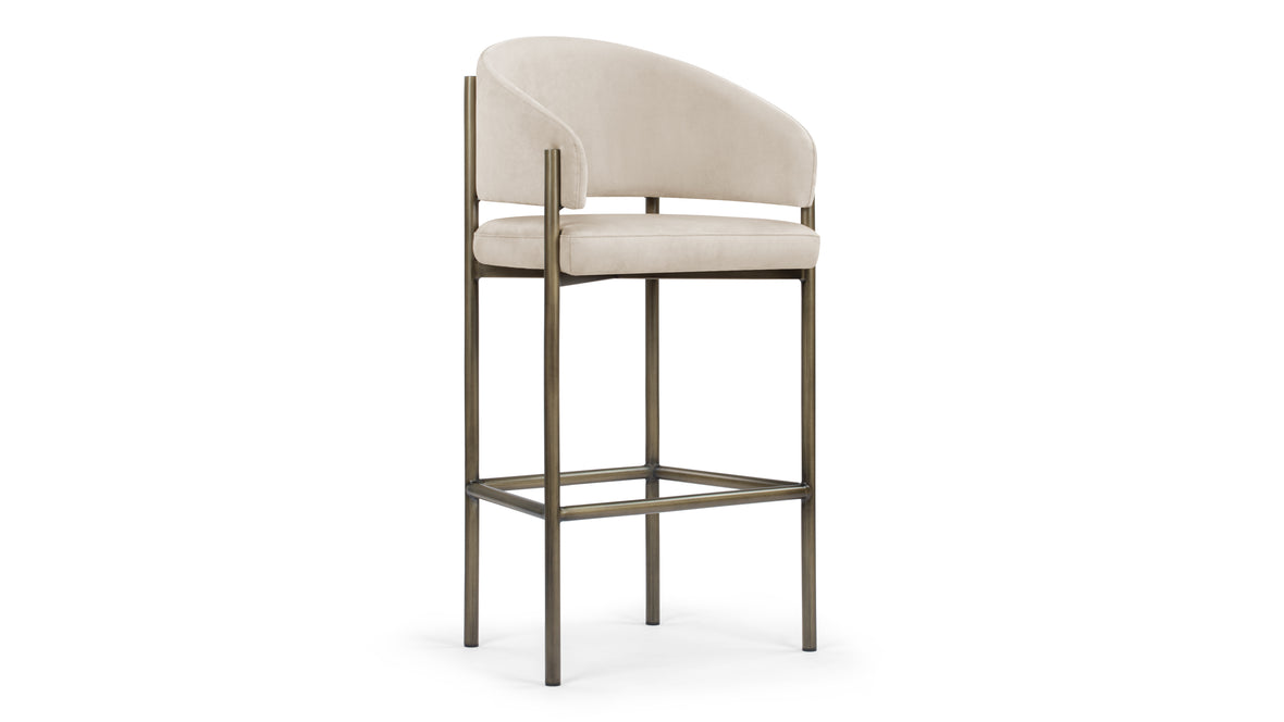 Esme - Esme Counter Stool, Latte Vegan Suede and Brushed Brass