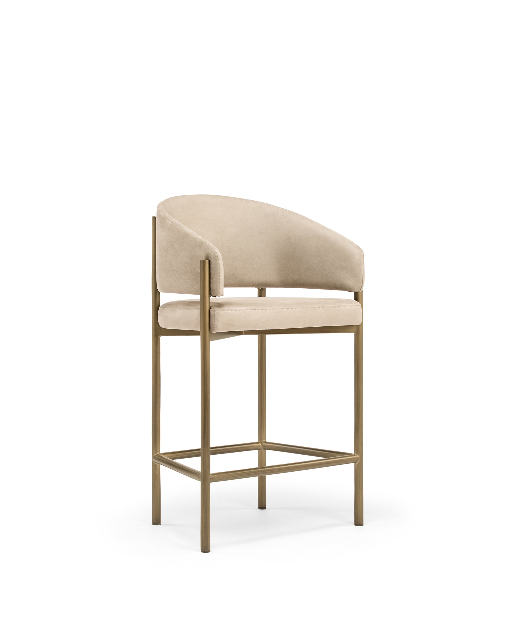 Esme Counter Stool, Latte Vegan Suede and Brushed Brass – Interior