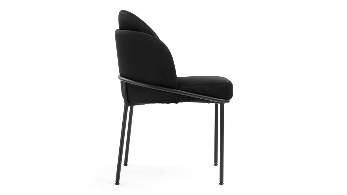 Aben - Aben Dining Chair, Black Plush Velvet and Black