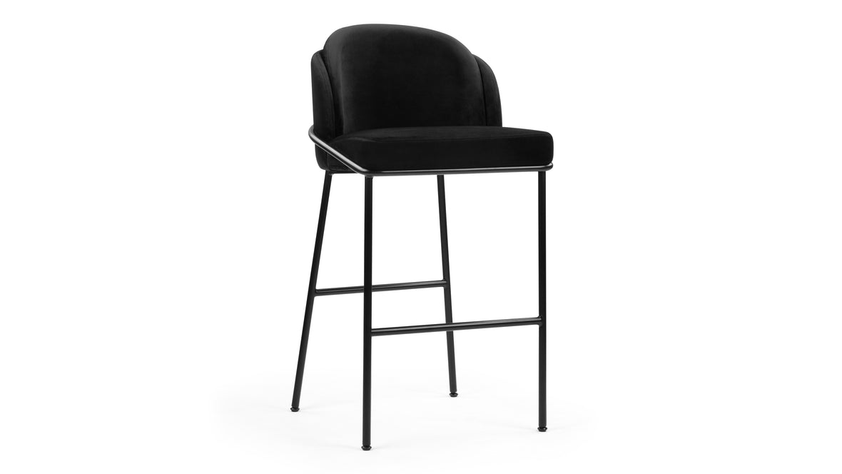 Aben - Aben Bar Stool, Black Plush Velvet