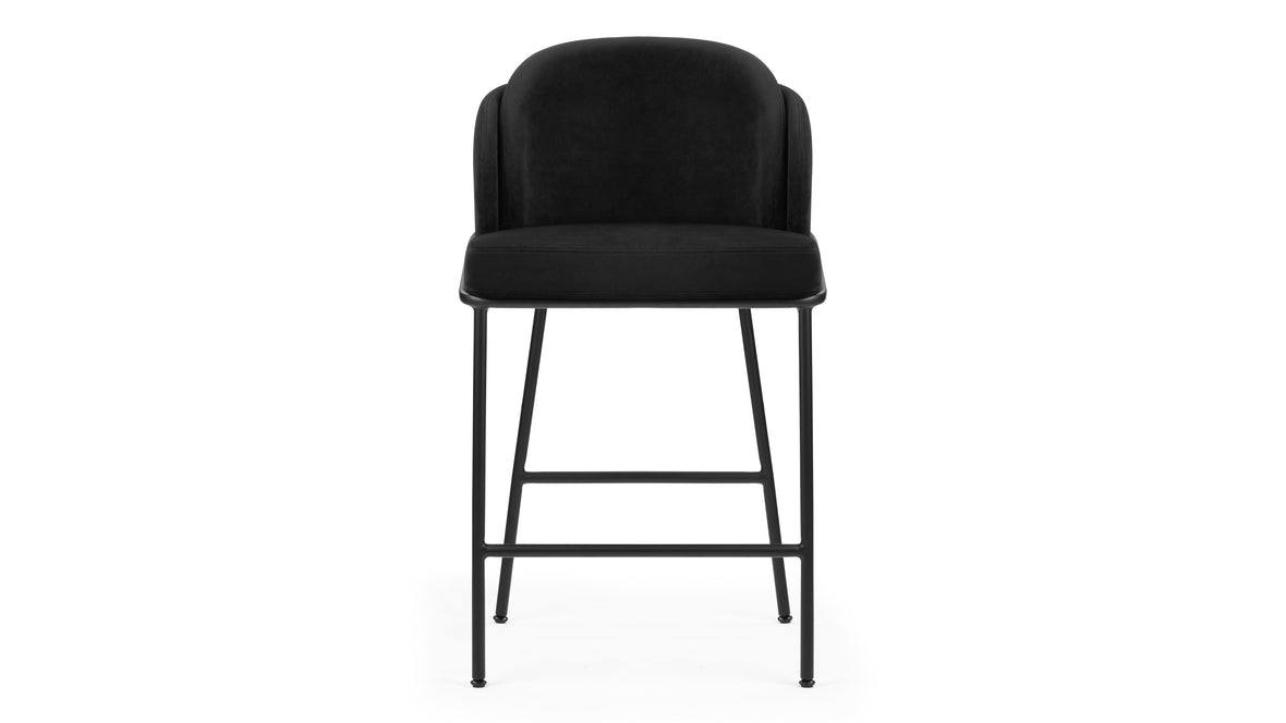 Aben - Aben Counter Stool, Black Plush Velvet