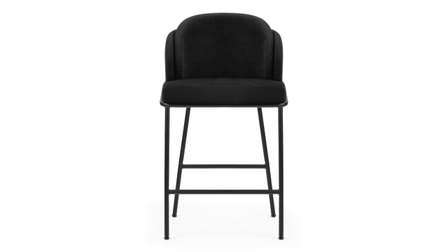 Aben - Aben Counter Stool, Black Plush Velvet