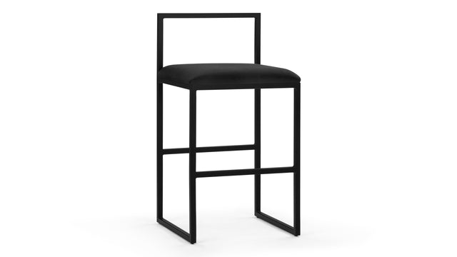 Rens - Rens Counter Stool, Black Plush Velvet