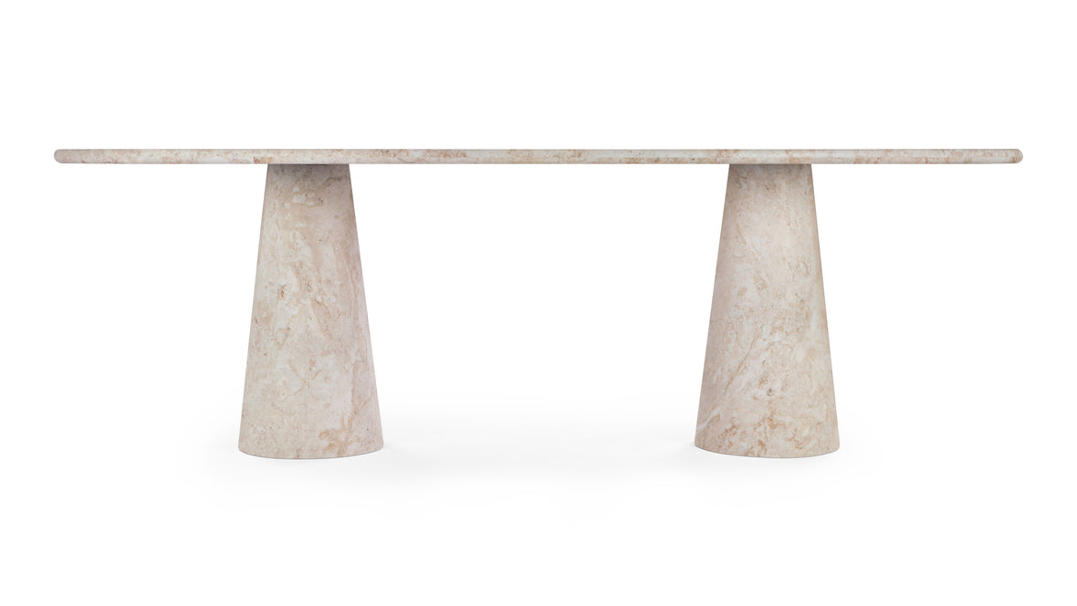 Astora - Astora Oval Dining Table, White Travertine