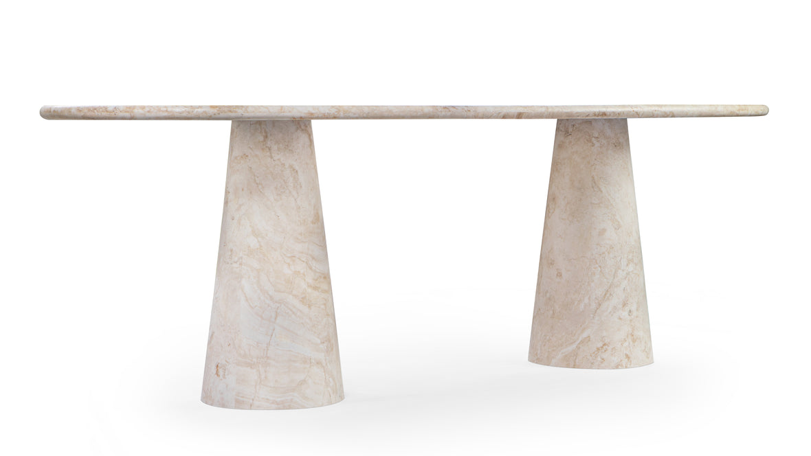 Astora - Astora Oval Dining Table, White Travertine