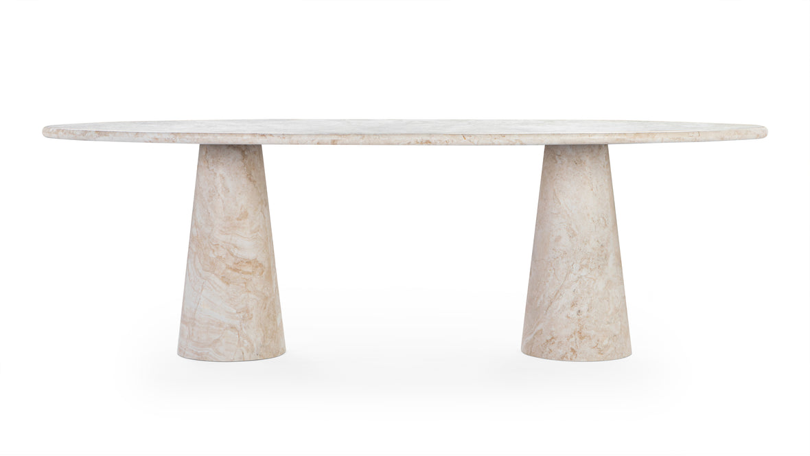 Astora - Astora Oval Dining Table, White Travertine