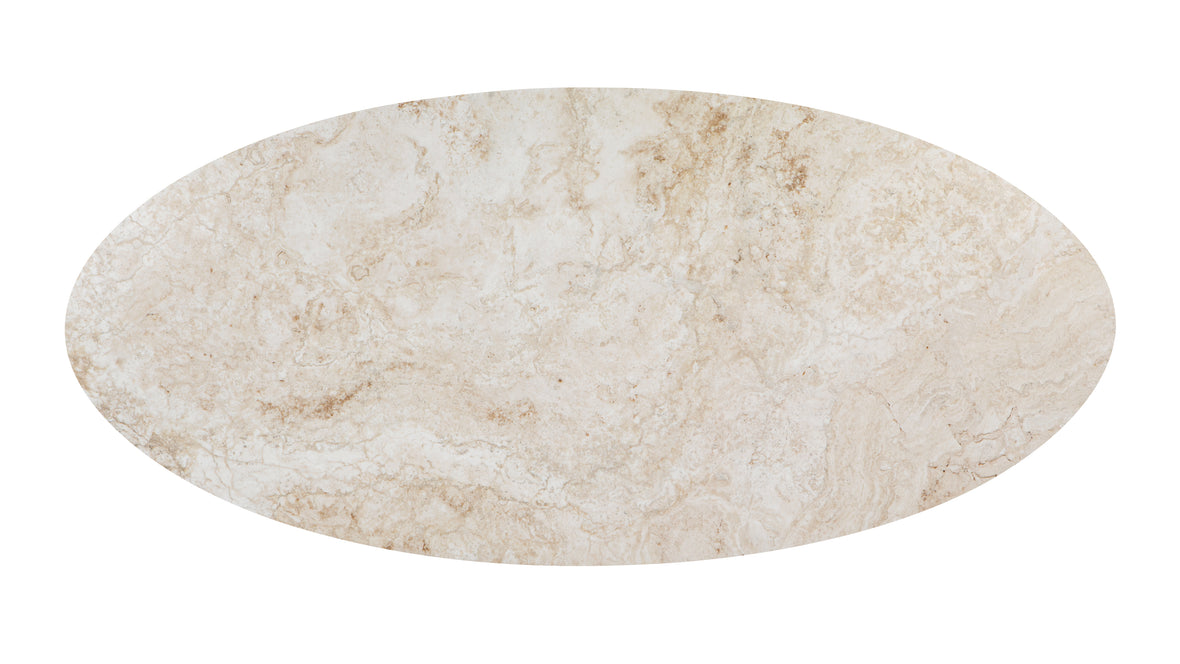 Astora - Astora Oval Dining Table, White Travertine