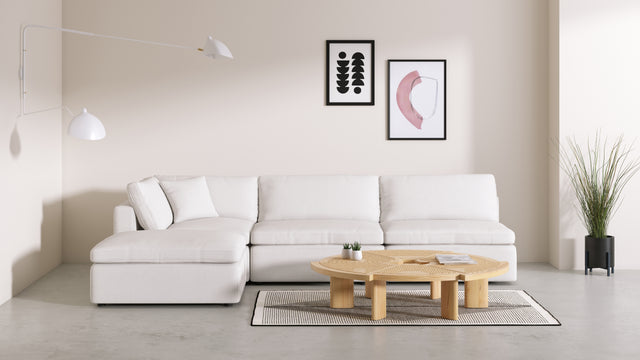 Sky - Sky Sectional Sofa, Three Seater, Left Chaise, White Linen