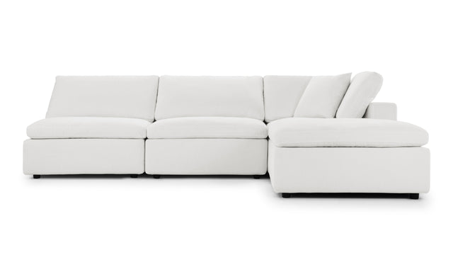 Cloud - Cloud Sectional Sofa, Three Seater, Right Chaise, White Linen