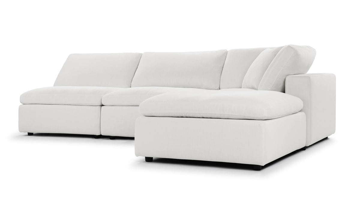 Sky - Sky Sectional Sofa, Three Seater, Right Chaise, White Linen