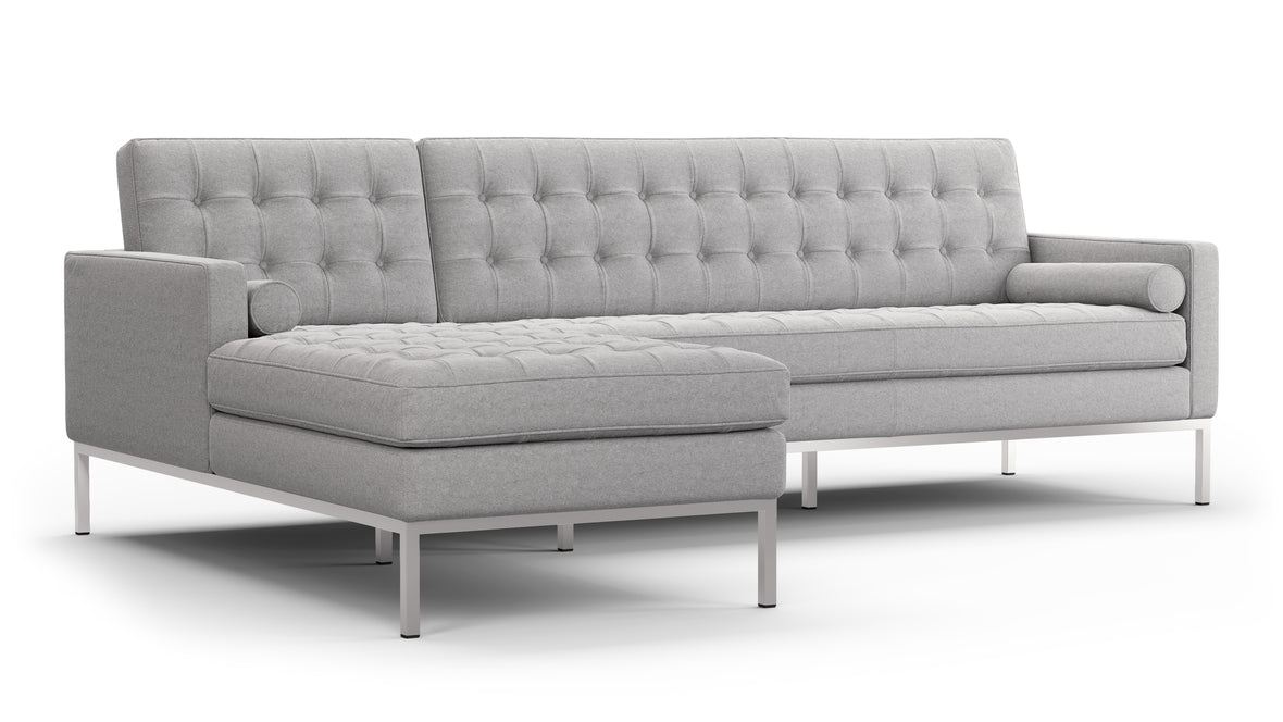 Florence - Florence Three Seater Sofa, Left Chaise, Light Gray Wool