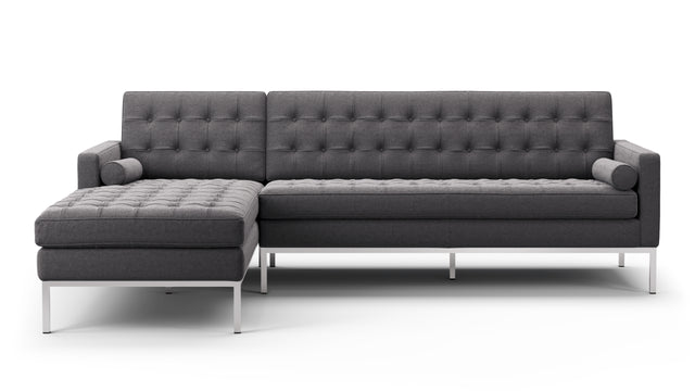 Florence - Florence Three Seater Sofa, Left Chaise, Dark Gray Wool