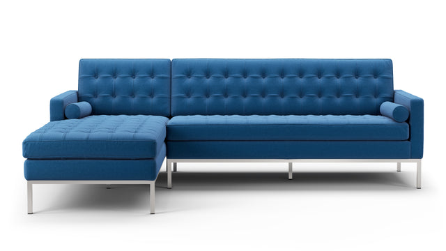 Florence - Florence Three Seater Sofa, Left Chaise, Indigo Blue Wool