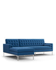 Florence - Florence Three Seater Sofa, Left Chaise, Indigo Blue Wool | FINAL SALE