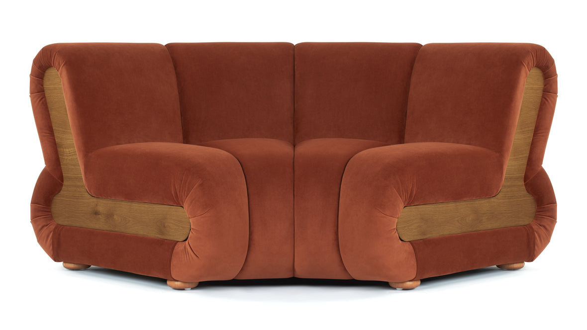 River - River Curved Module, Russet Plush Velvet