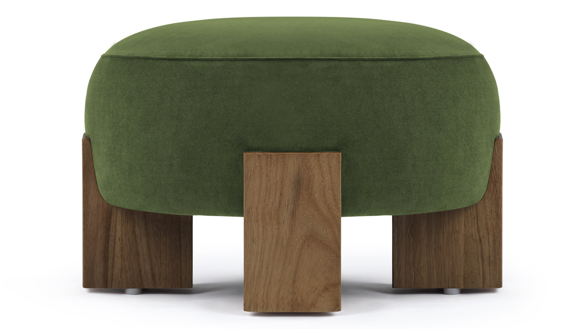 Liv - Liv Ottoman, Lichen Plush Velvet and Walnut