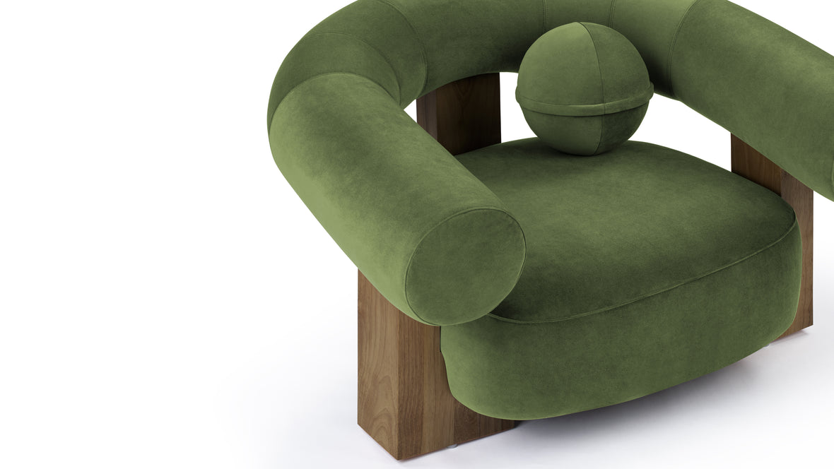 Liv - Liv Lounge Chair, Lichen Plush Velvet and Walnut