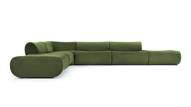 Leo - Leo Sectional, Left Corner, Lichen Plush Velvet