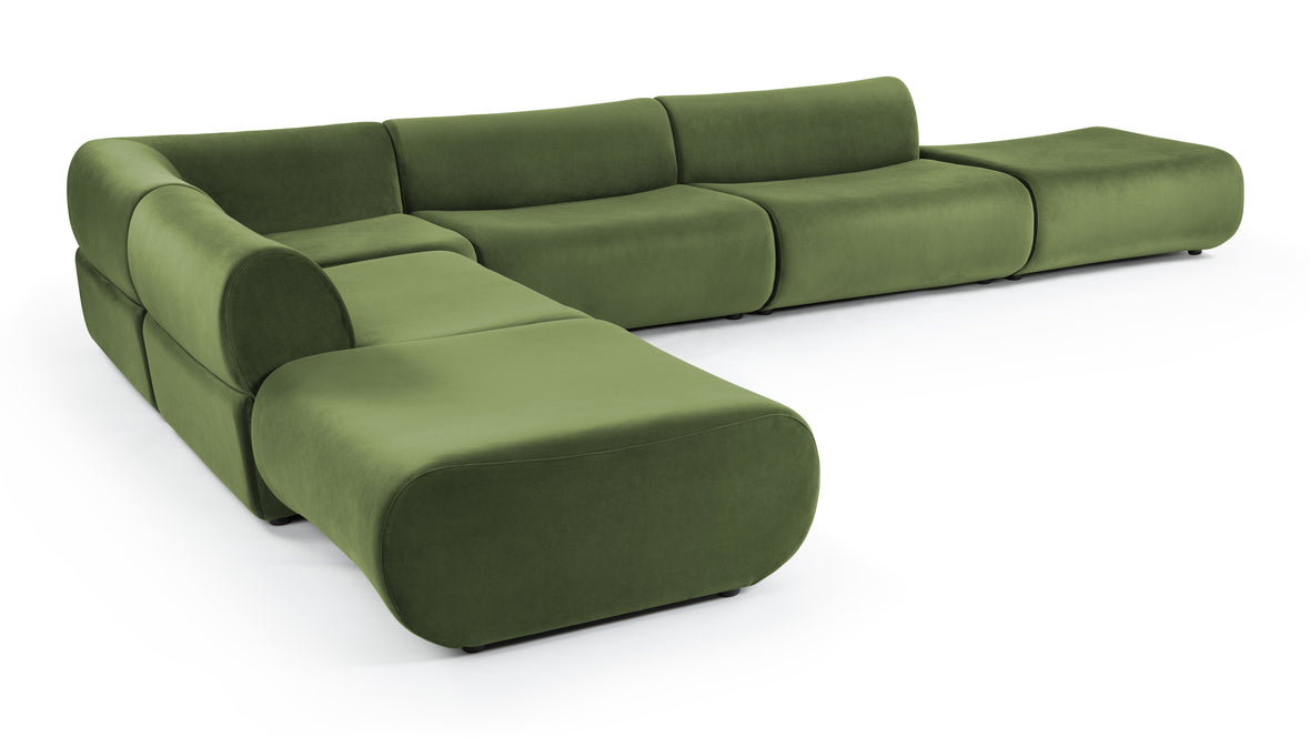 Leo - Leo Sectional, Left Corner, Lichen Plush Velvet