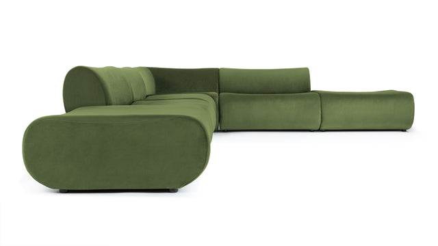 Leo - Leo Sectional, Right Corner, Lichen Plush Velvet