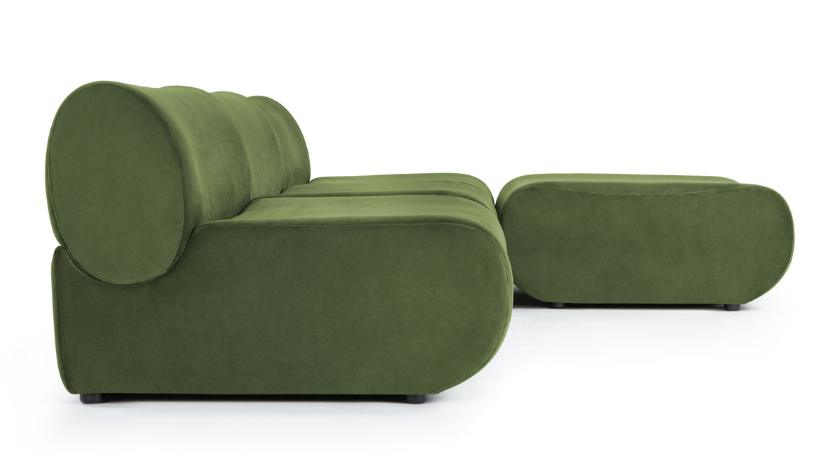 Leo - Leo Sectional, Right Chaise, Lichen Plush Velvet