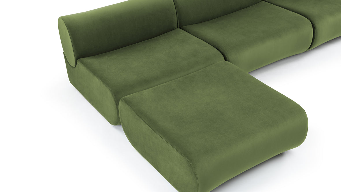 Leo - Leo Sectional, Left Chaise, Lichen Plush Velvet