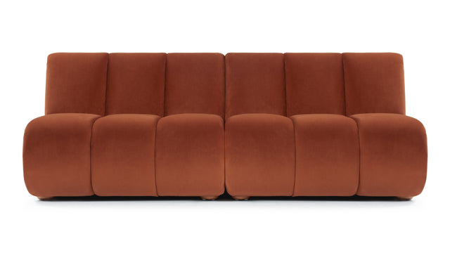 River - River Sectional, Three Seater Sofa, Russet Plush Velvet