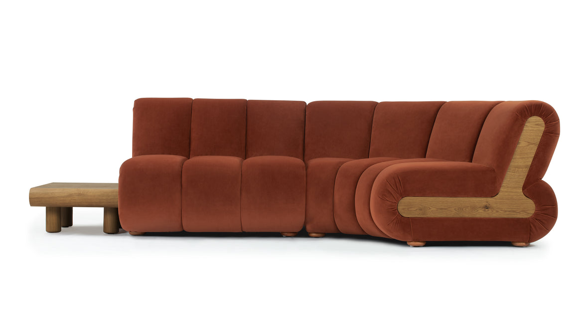 River - River Sectional, Right Corner, Russet Plush Velvet