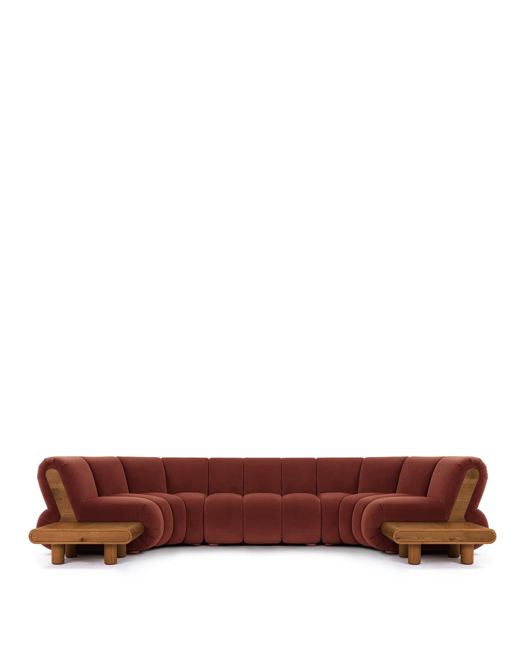 River Sectional, Six Seater, Russet Plush Velvet – Interior Icons