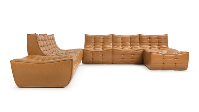 Tyge Sectional, Large Left Corner, Bourbon Vegan Leather | Interior Icons