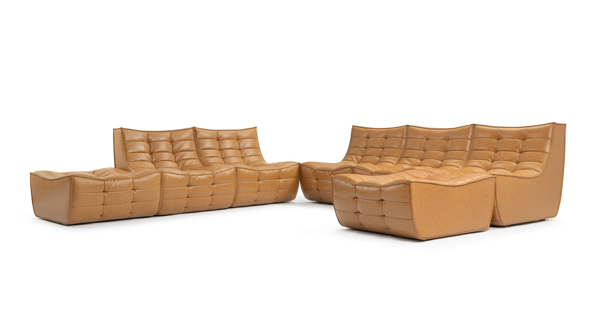 Tyge - Tyge Sectional, Large Left Corner, Bourbon Vegan Leather