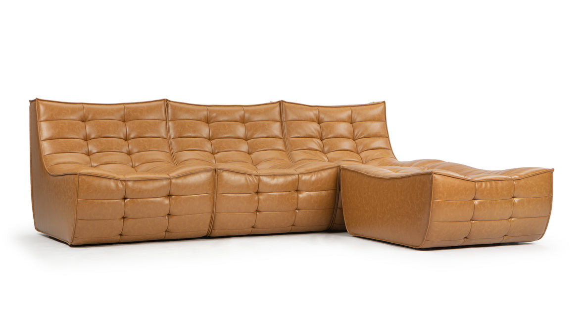 Tyge - Tyge Sectional, Right Chaise, Bourbon Vegan Leather