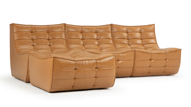 Tyge - Tyge Sectional, Left Chaise, Bourbon Vegan Leather