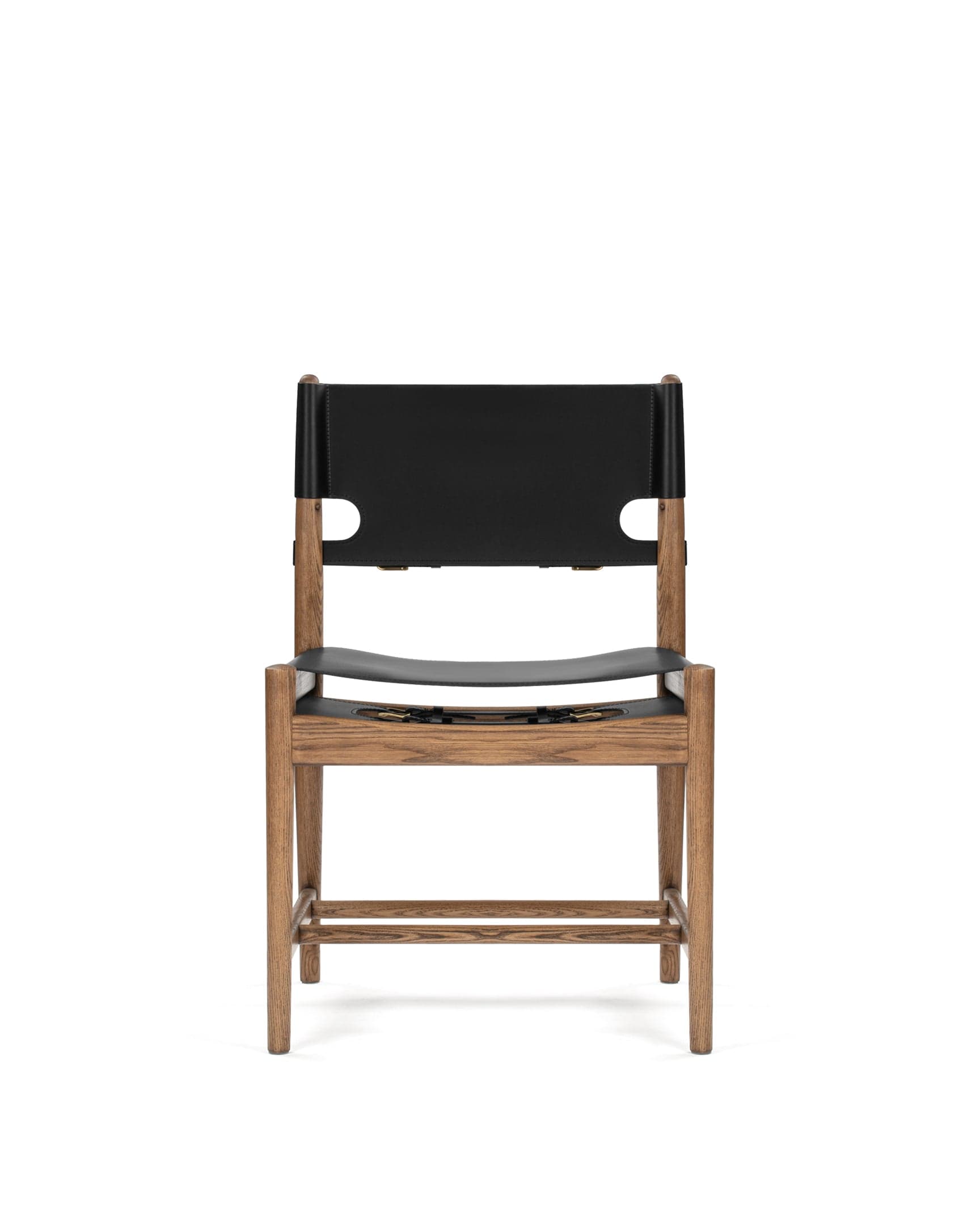 The Aksel Side Chair, Black Vegan Leather and Walnut Stain – ICONS
