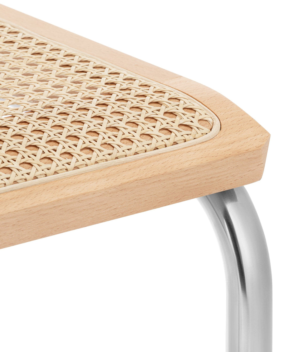 Freya Dining Chair, Natural Rattan and Chrome – Interior Icons