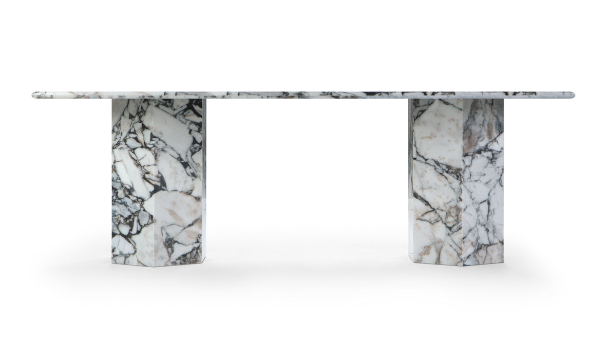 Saga - Saga Oval Dining Table, Modellato Marble, 94in