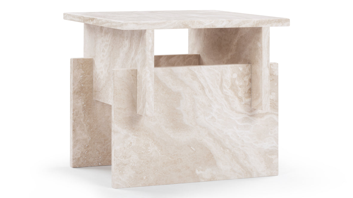 Massimo - Massimo Side Table, White Travertine