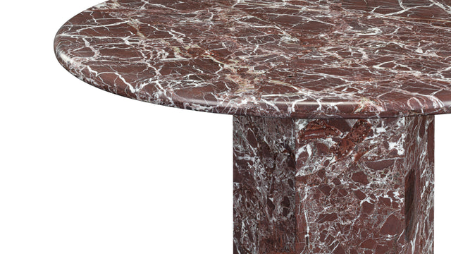 Saga - Saga Round Pedestal Dining Table, Rosso Levanto Marble, 47in