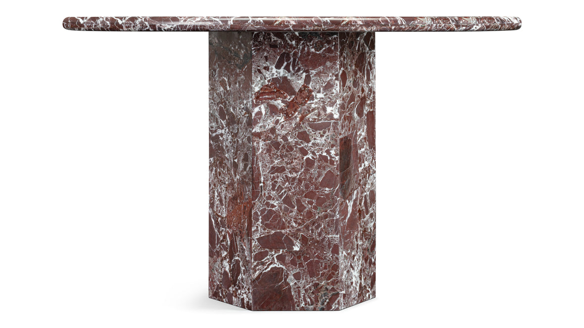 Saga - Saga Round Pedestal Dining Table, Rosso Levanto Marble, 47in