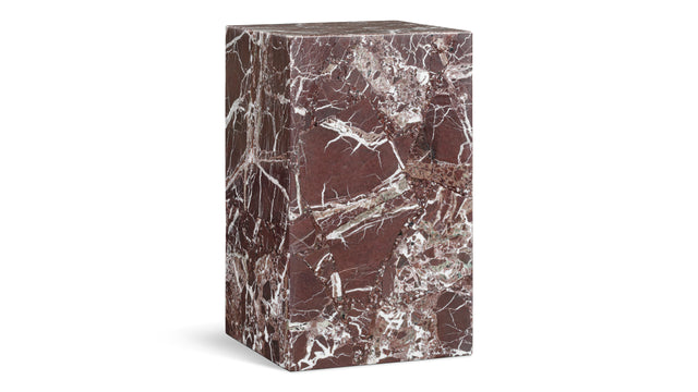Plinth - Plinth Side Table, Rosso Levanto Marble