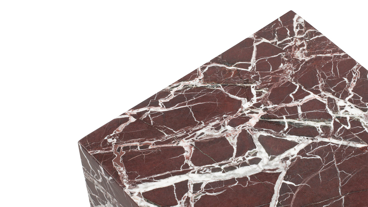 Plinth - Plinth Short Side Table, Rosso Levanto Marble