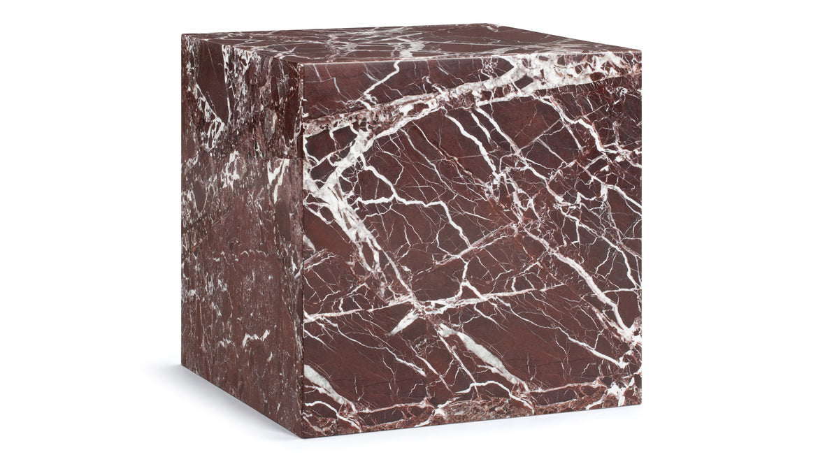 Plinth - Plinth Short Side Table, Rosso Levanto Marble