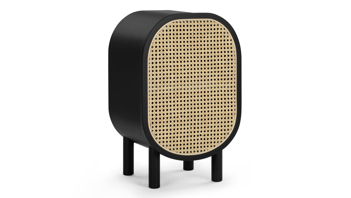 Oma - Oma Side Table, Black with Natural Rattan