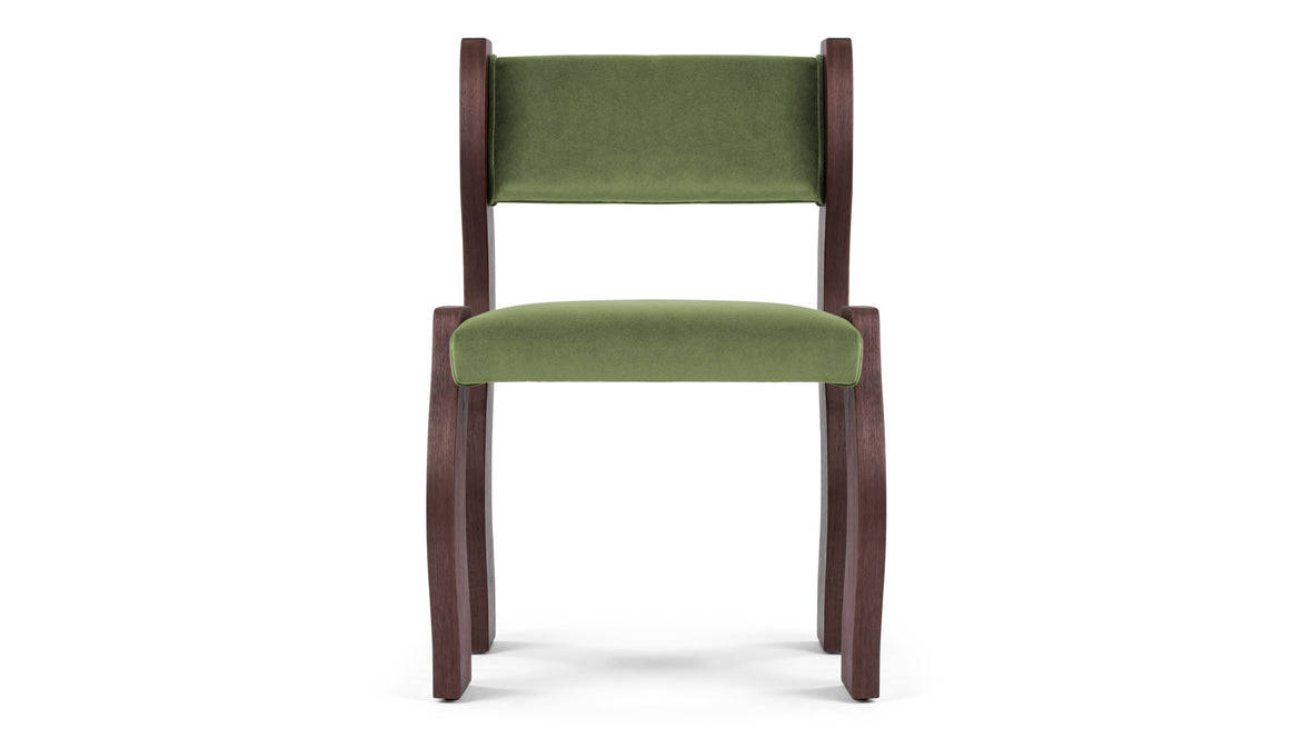 Onda - Onda Side Chair, Deep Olive Velvet and Walnut