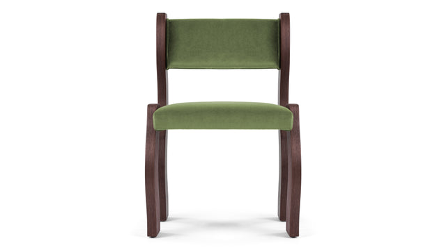 Onda - Onda Side Chair, Deep Olive Velvet and Walnut