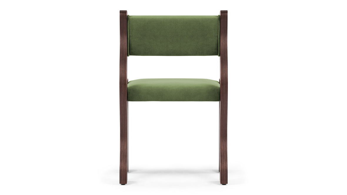 Onda - Onda Side Chair, Deep Olive Velvet and Walnut